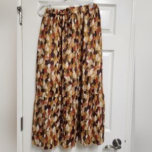 Women's leaf print ruffle hem skirt